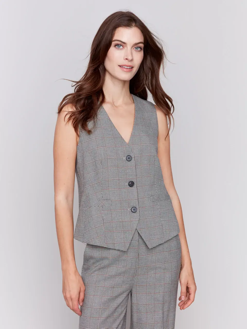 Glen Plaid Suit Vest - Terracotta by Charlie B
