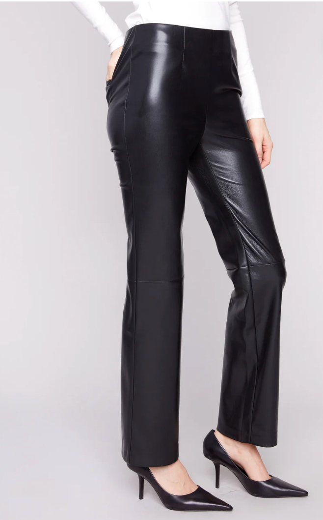 Thumbnail: Vegan Leather Pull On Pant Blk