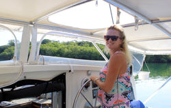 Krista at the helm