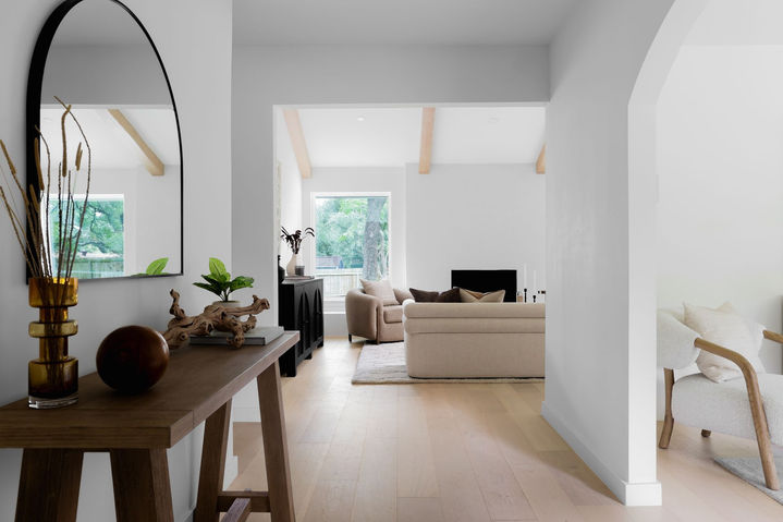 Toulouse Drive in Austin, entry living, staged by The Staged Haus