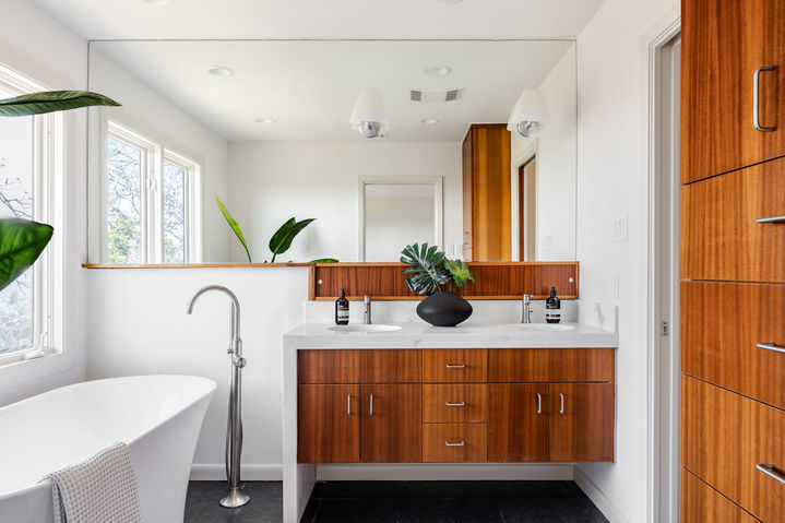 Northwest Hills Residence in Northwest Hills, primary bath, staged by The Staged Haus