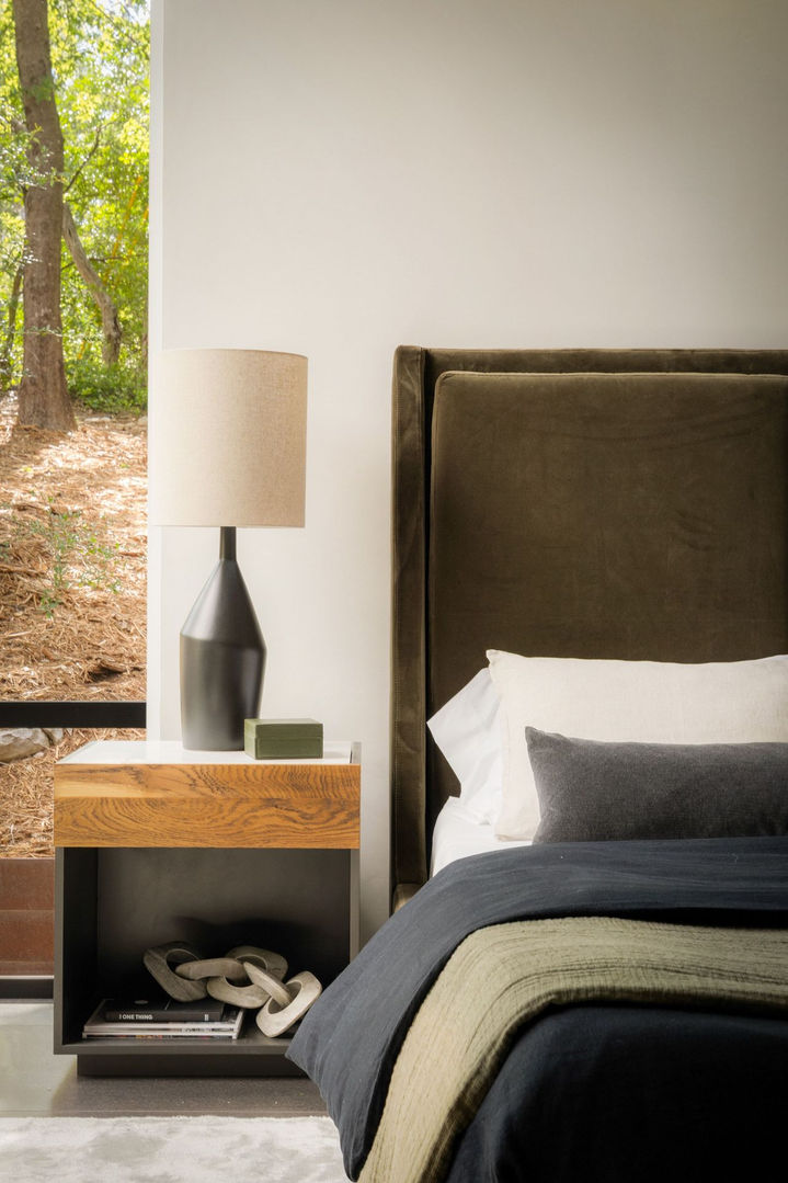 Wildcat Hollow in Austin, primary bedroom, staged by The Staged Haus