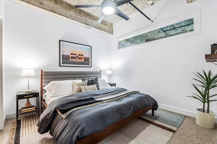 Downtown Residence in Downtown, primary bedroom, staged by The Staged Haus