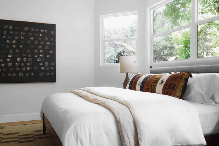 Roxanna Drive in Austin, guest bedroom, staged by The Staged Haus