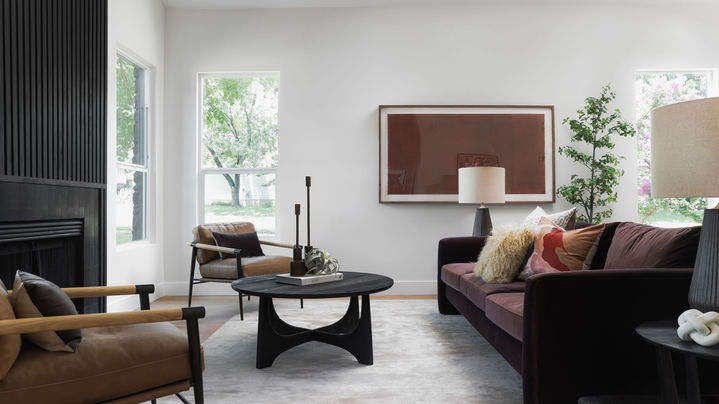 Roxanna Drive in Austin, living room, staged by The Staged Haus