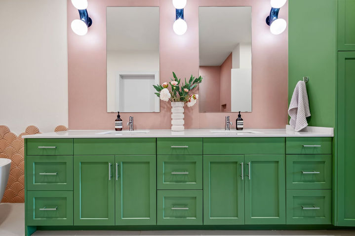 Bouldin Creek Residence in Bouldin Creek, double vanity, staged by The Staged Haus