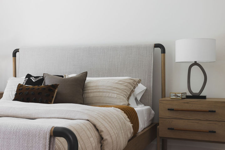Hardy Drive in Austin, bedroom detail, staged by The Staged Haus