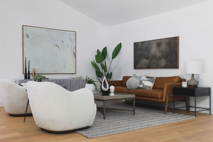 Rockcrest Drive in Austin, seating area, staged by The Staged Haus