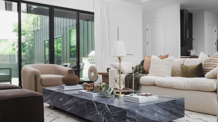 Crown Drive in Austin, living room, staged by The Staged Haus