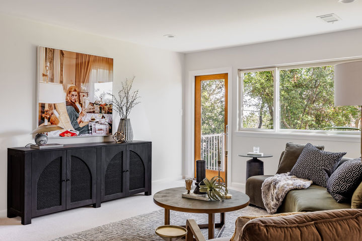 Northwest Hills Residence in Northwest Hills, family room view, staged by The Staged Haus