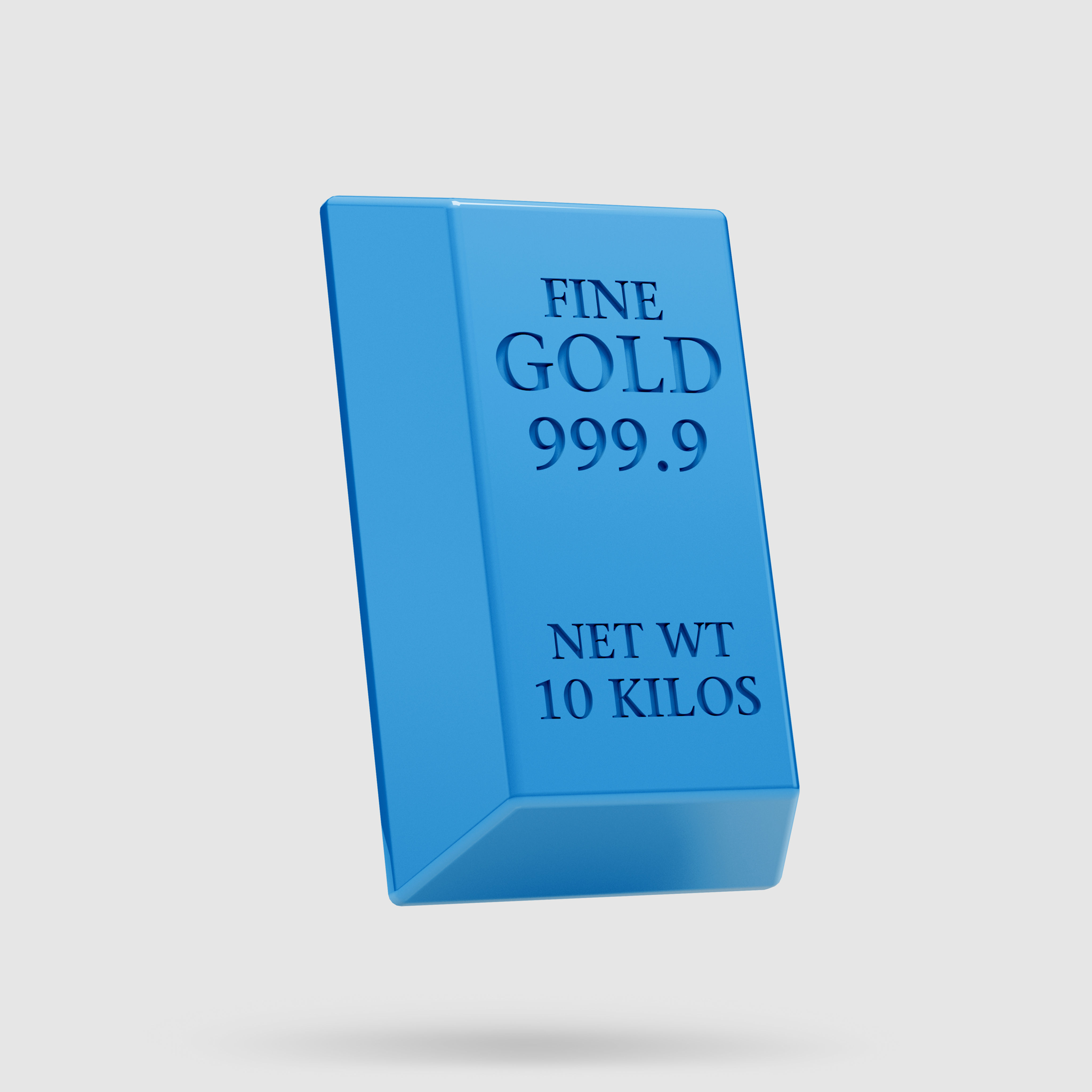 Gold Brick Sculpture - Blue Brick