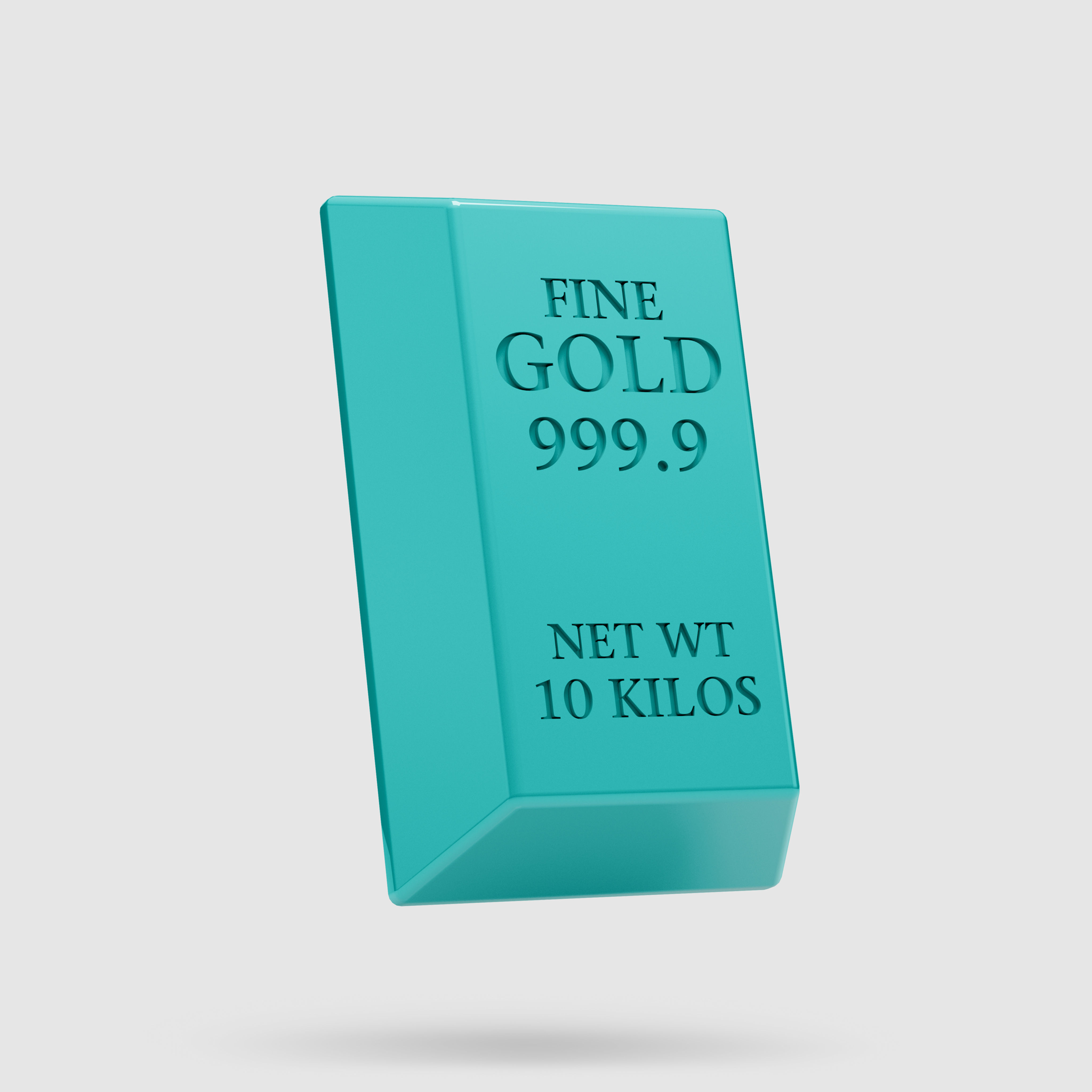 Gold Brick Sculpture - Turquoise Brick