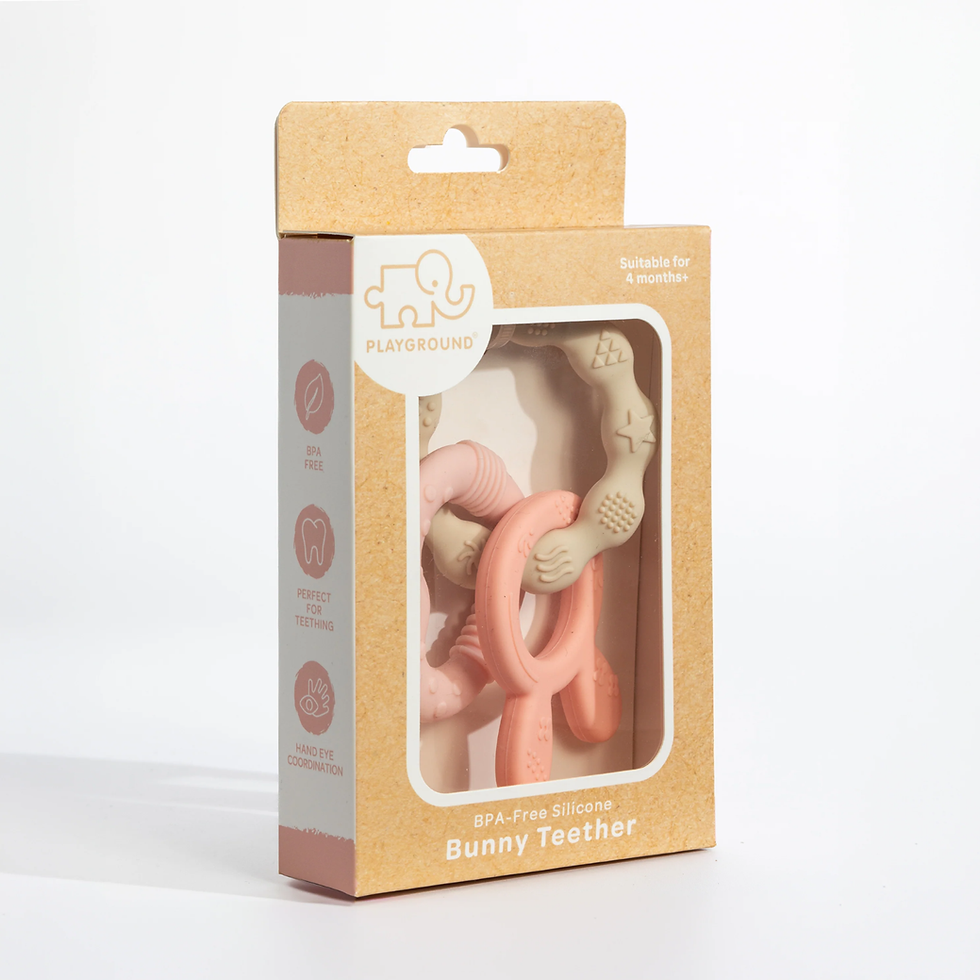 Thumbnail: Living Textiles Silicone Bunny Teether - Pink