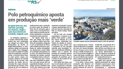 Polo petroquímico aposta em produção mais 'verde'