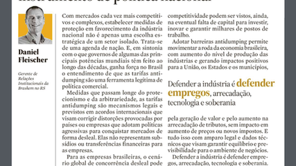 Confira o artigo de Daniel Fleischer, RI da Braskem, no jornal ZH