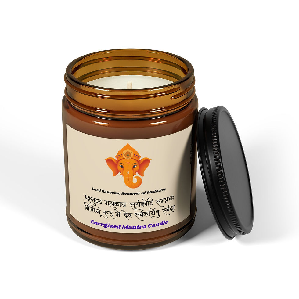 Miniaturbild: Energized Mantra Soy Candle - Lord Ganesha Blessing - Multi-Size Amber Jar