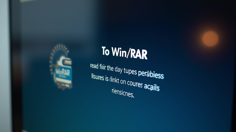 Close-up view of a computer screen showing WinRAR trial notification