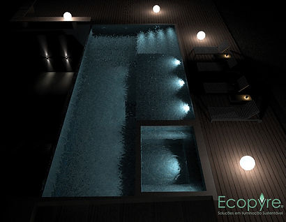 iluminação led piscina jardim
