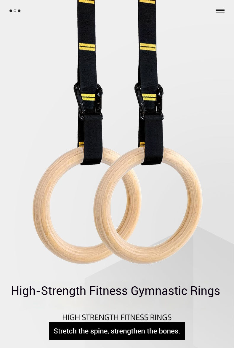 Thumbnail: 32mm Wood Gymnastic Rings Non-Slip