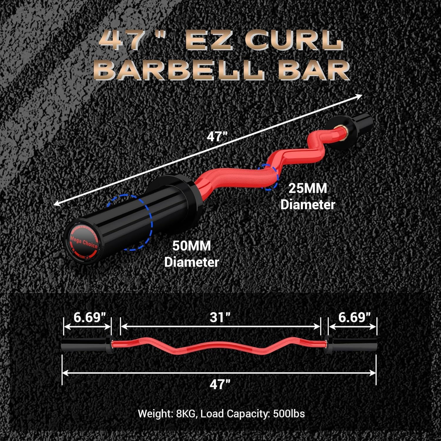 EZ Curl Barbell Bar for Weightlifting