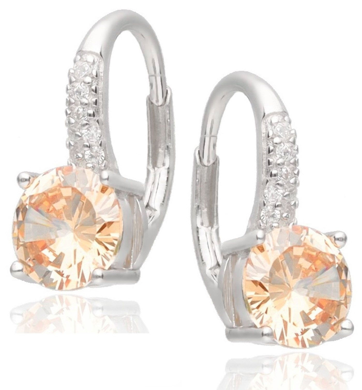 Ohrringe Damen Brisuren Silber 925 Zirkonia Champagner