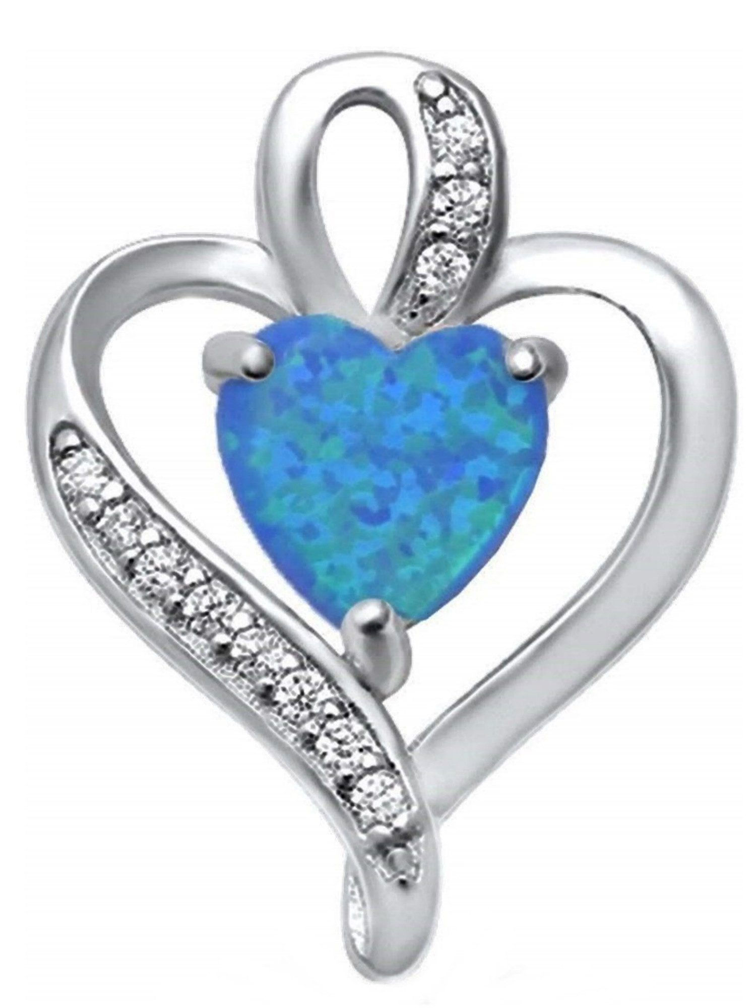 Kettenanhänger Silber 925 Anhänger Opal Herz Blau