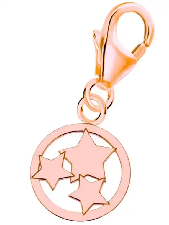 Charm Anhänger Rosegold Stern 925 Sterne Karabiner