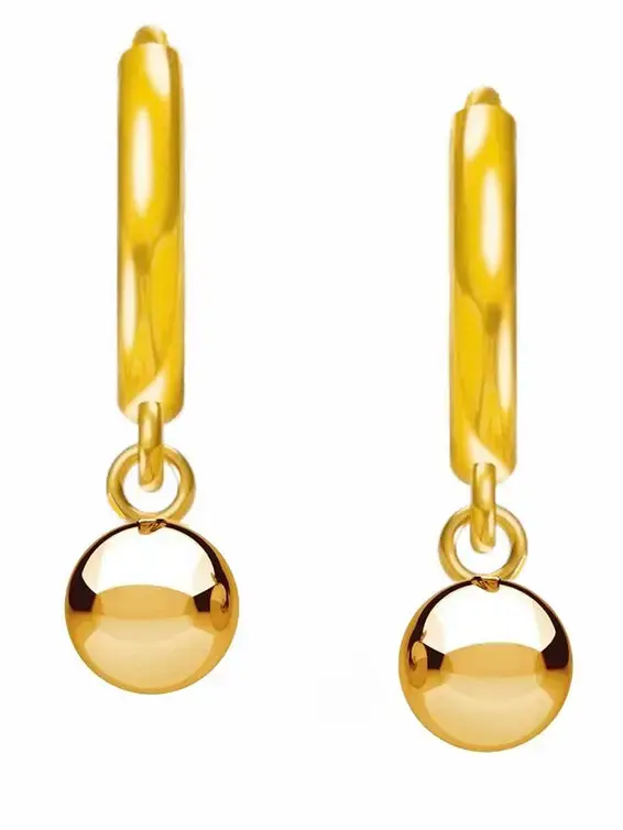 Gold Creolen mit Kugeln für Mädchen – Kinderohrringe