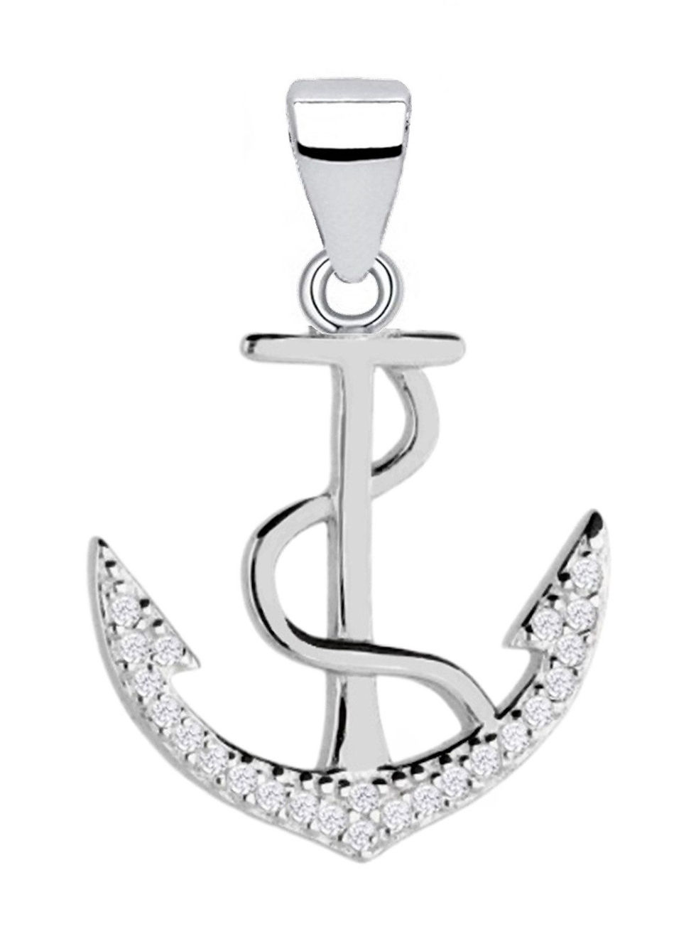 Kettenanhänger Silber 925 Anker mit Zirkonia Echtschmuck