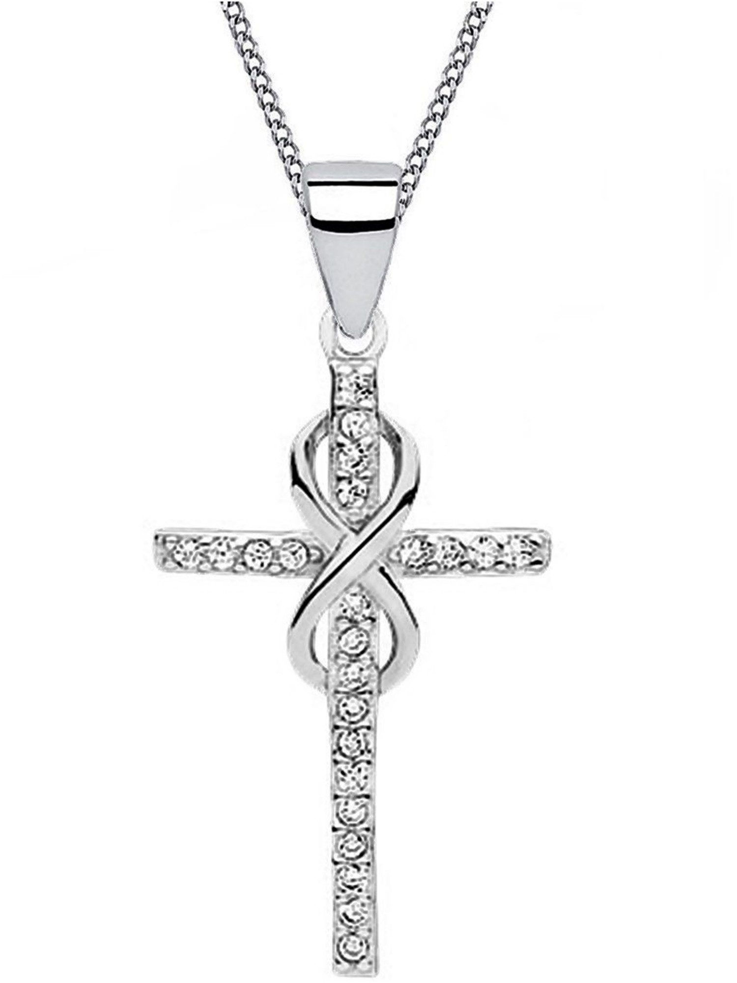Halskette Kreuz Unendlichkeit Silber 925 Zirkonia