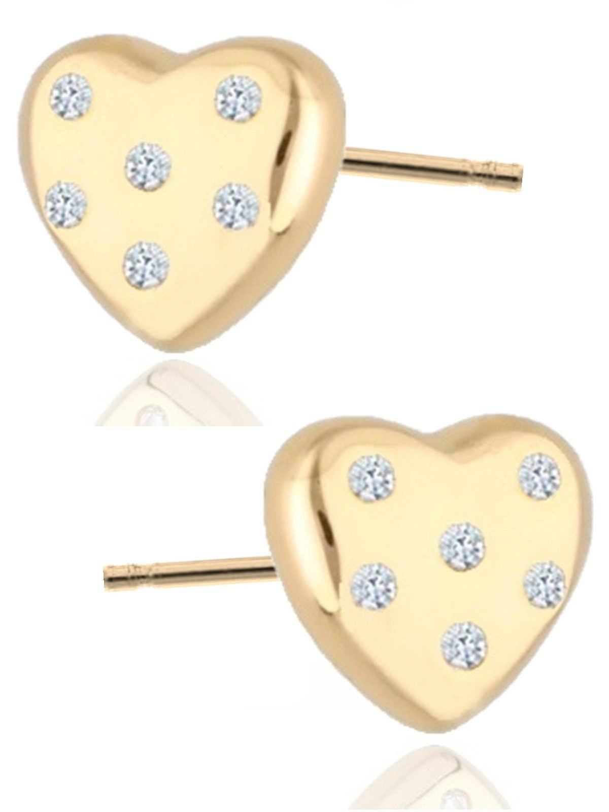 Ohrringe Gold Herz 925 18k vergoldet Damen Ohrstecker