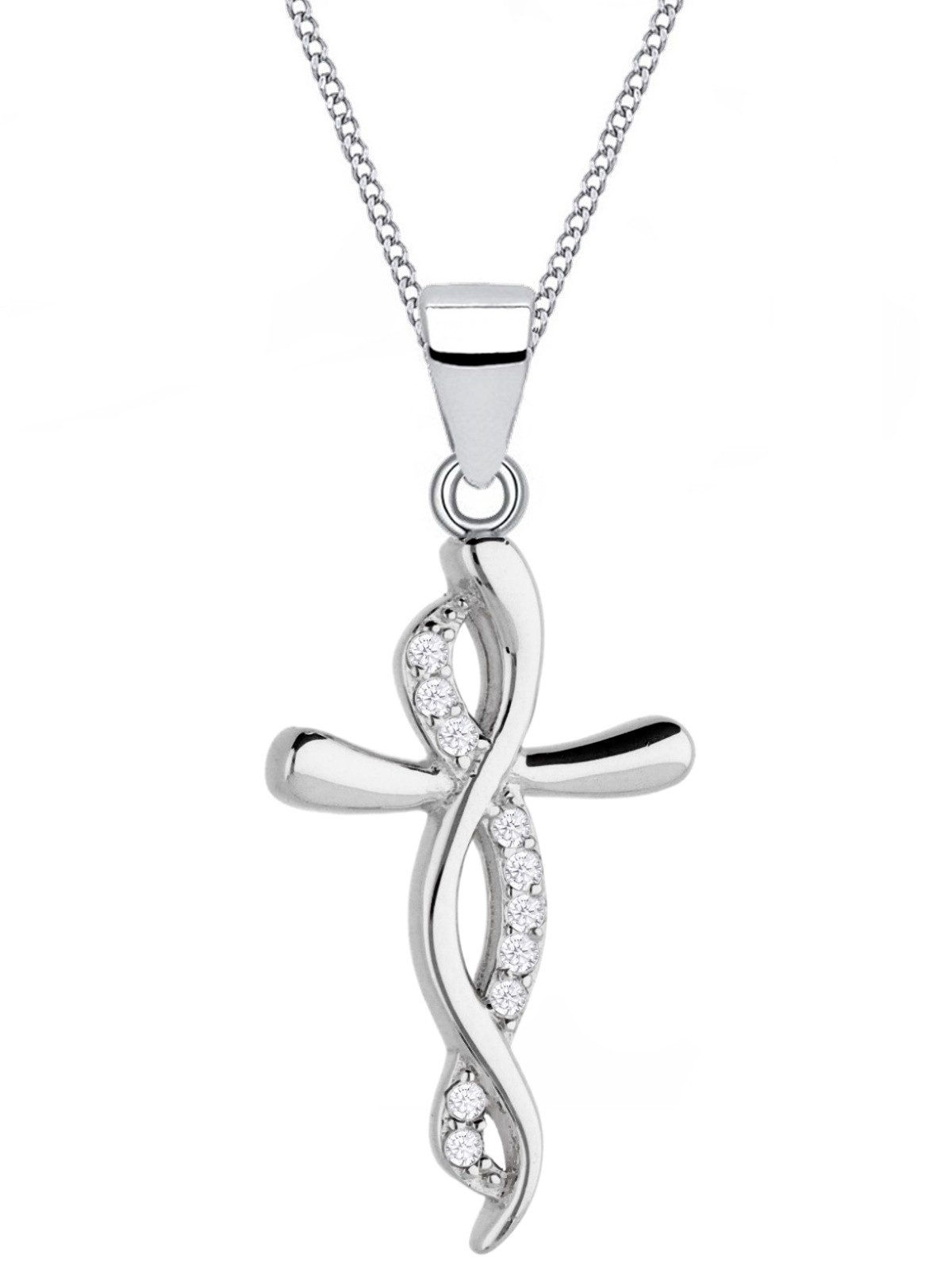 Halskette Damen Kreuz Unendlichkeit Silber 925 Zirkonia Anhänger