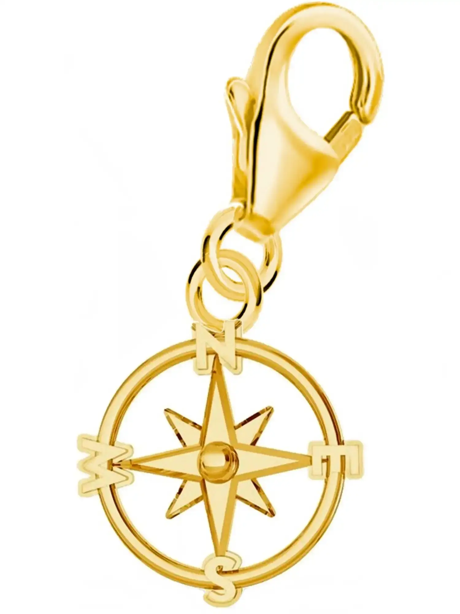 Kompass Charm in Gold 24K vergoldet 1