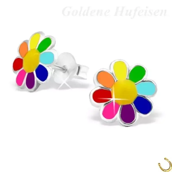 Ohrringe Kinder Blume Silber 925 Bunt