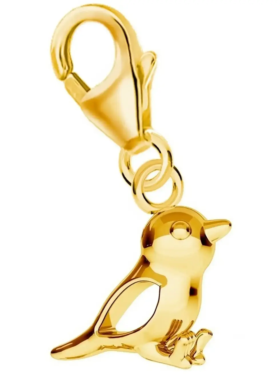 Charm Anhänger Gold Spatz Vogel Karabiner