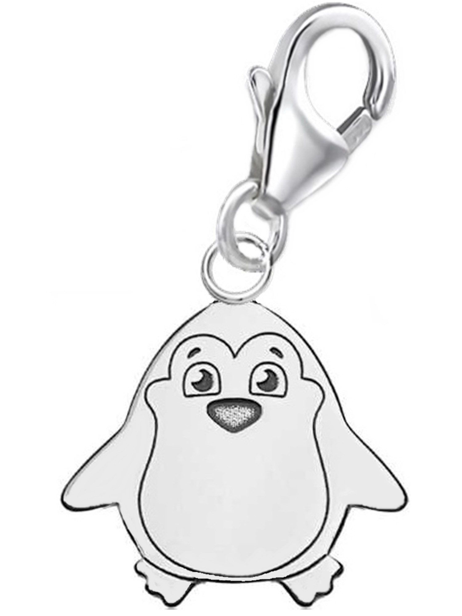 Charm Anhänger Kinder Silber 925 Pinguin Karabiner