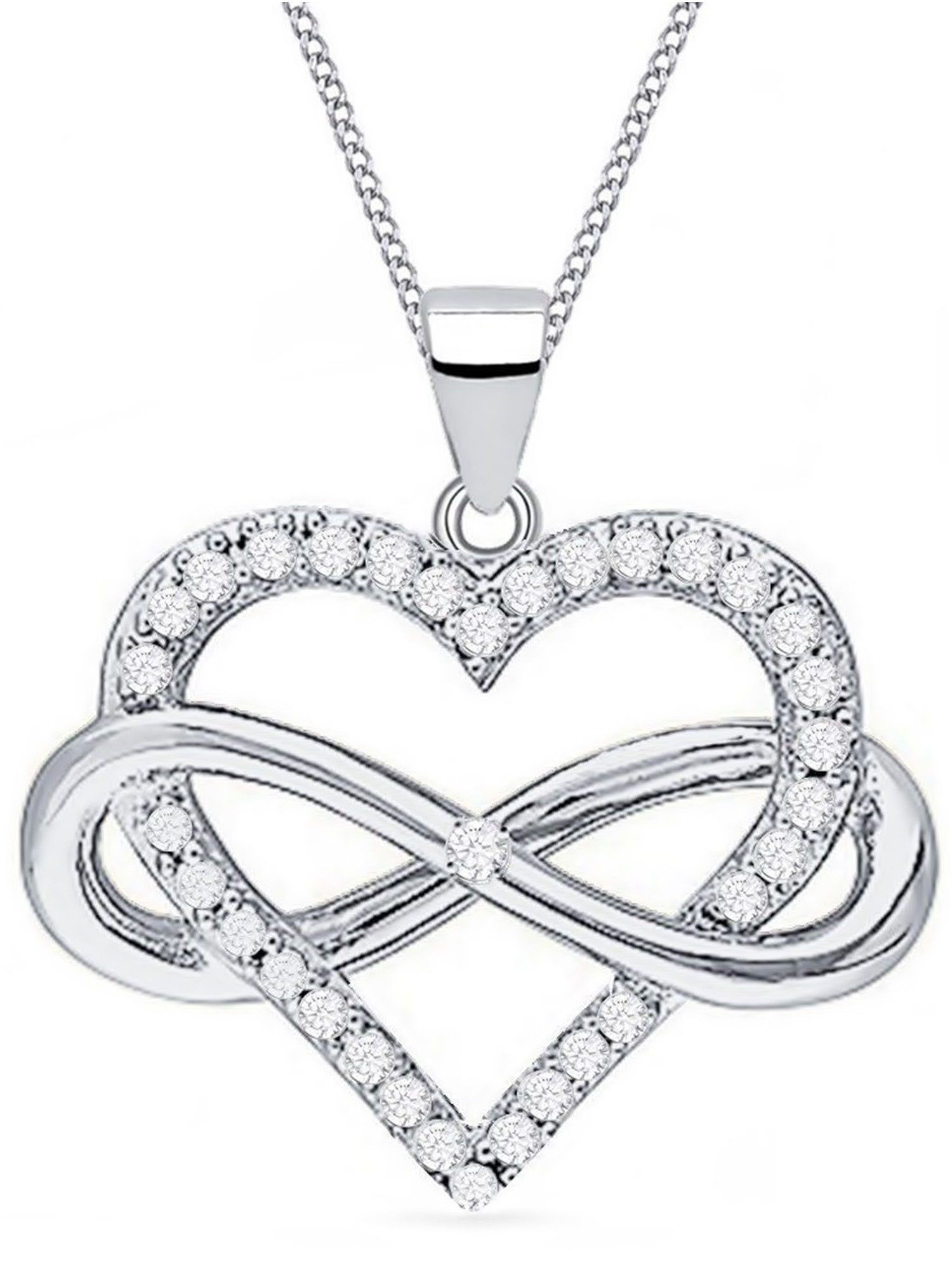 Halskette Damen Unendlichkeit Herz Silber 925 Diamant Zirkonia