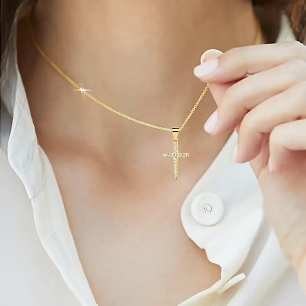 Goldkette Damen Kreuz 925 18K vergoldet Anhänger Kreuzkette