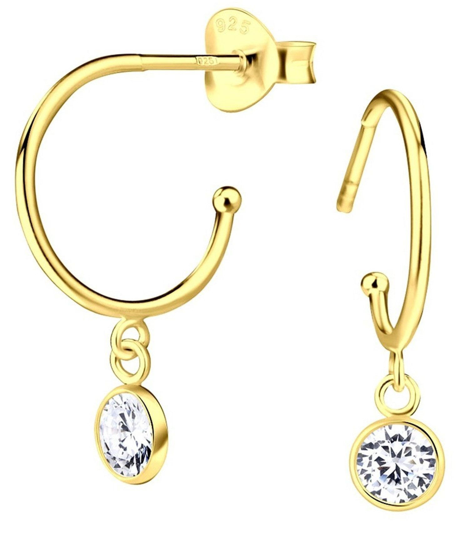 Creolen Mädchen Gold Ohrstecker vergoldet mit Zirkonia