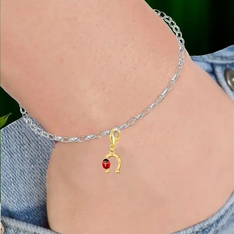 Charm Anhänger Gold Hufeisen Marienkäfer 18k vergoldet