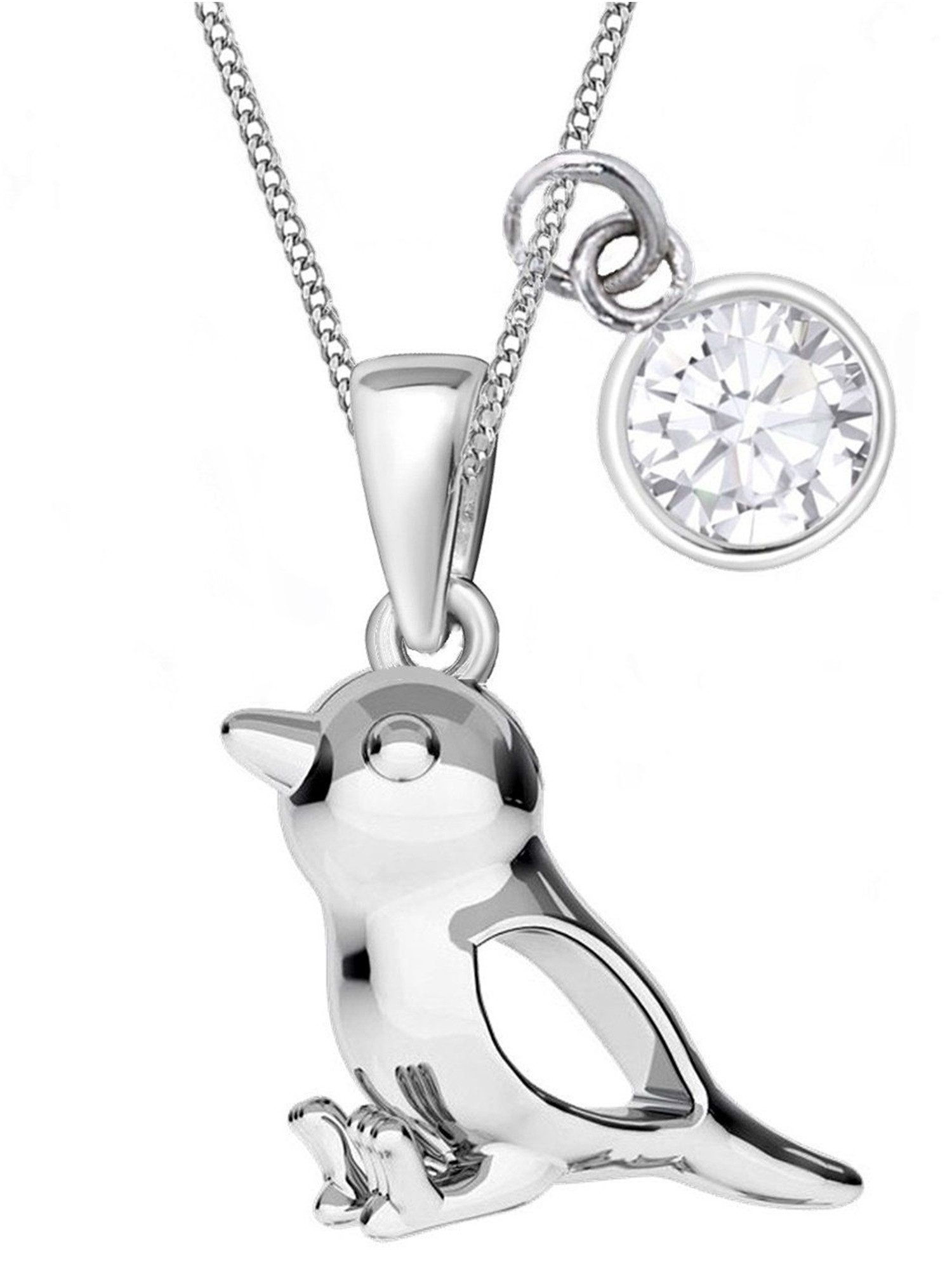 Halskette Kinder Spatz Silber 925 Echtschmuck Vogel