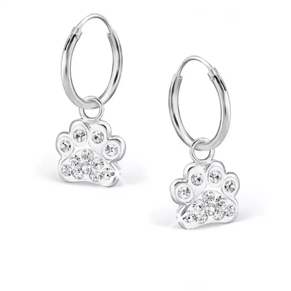 Pfoten Creolen Weiß für Mädchen – Kinderohrringe