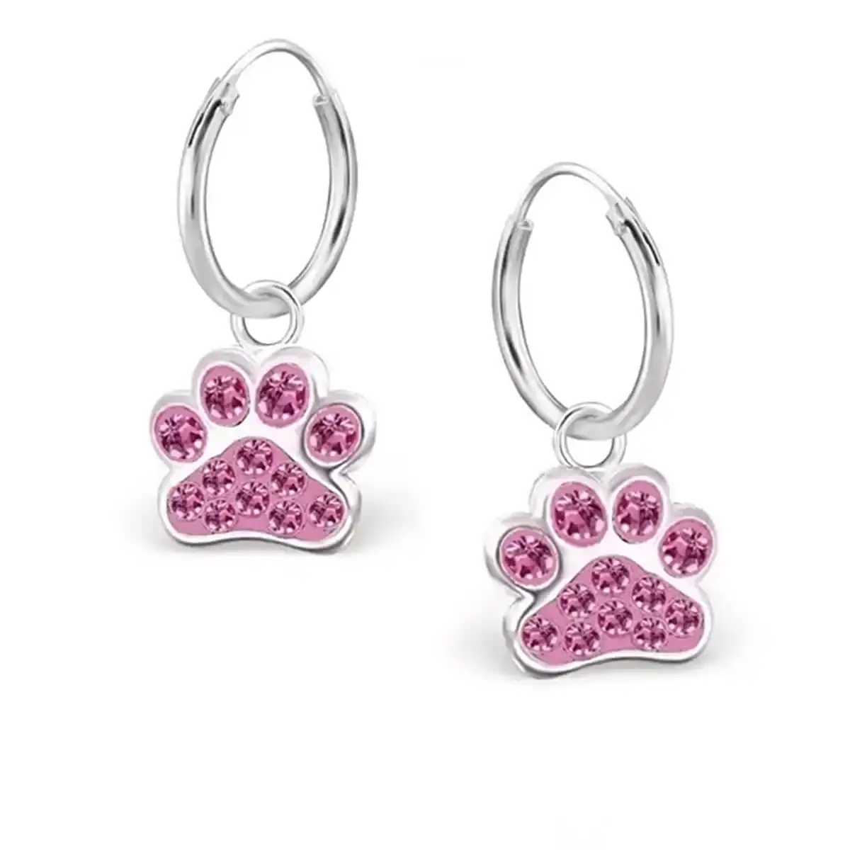 Pfoten Creolen Rosa für Mädchen – Kinder Ohrringe