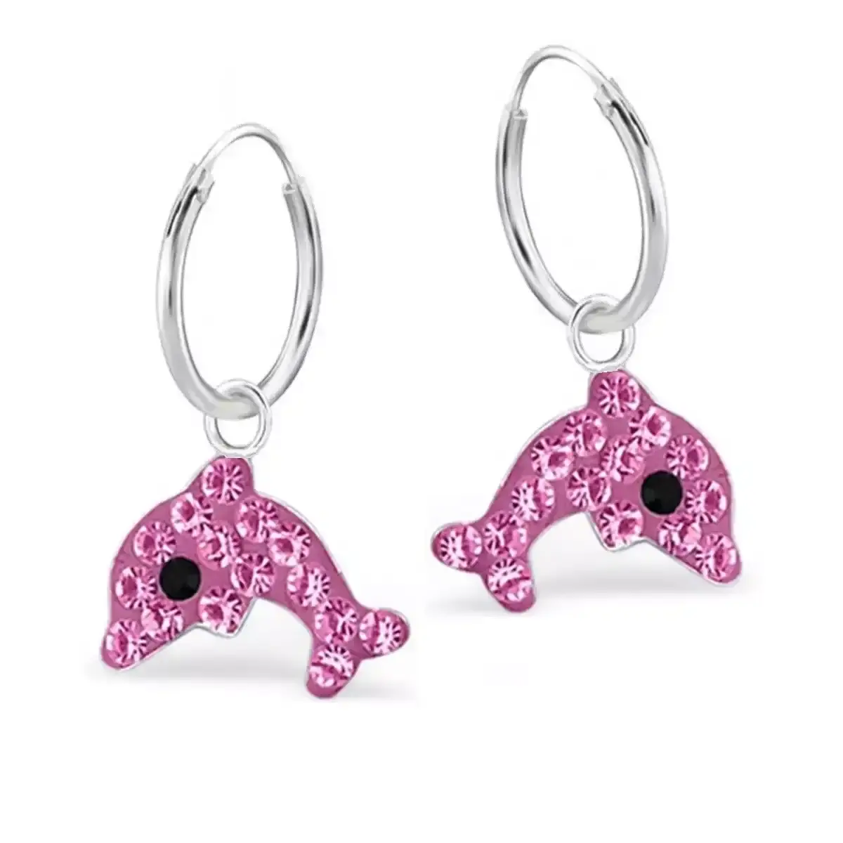 Pink Delfine Creolen für Mädchen – Kinderschmuck