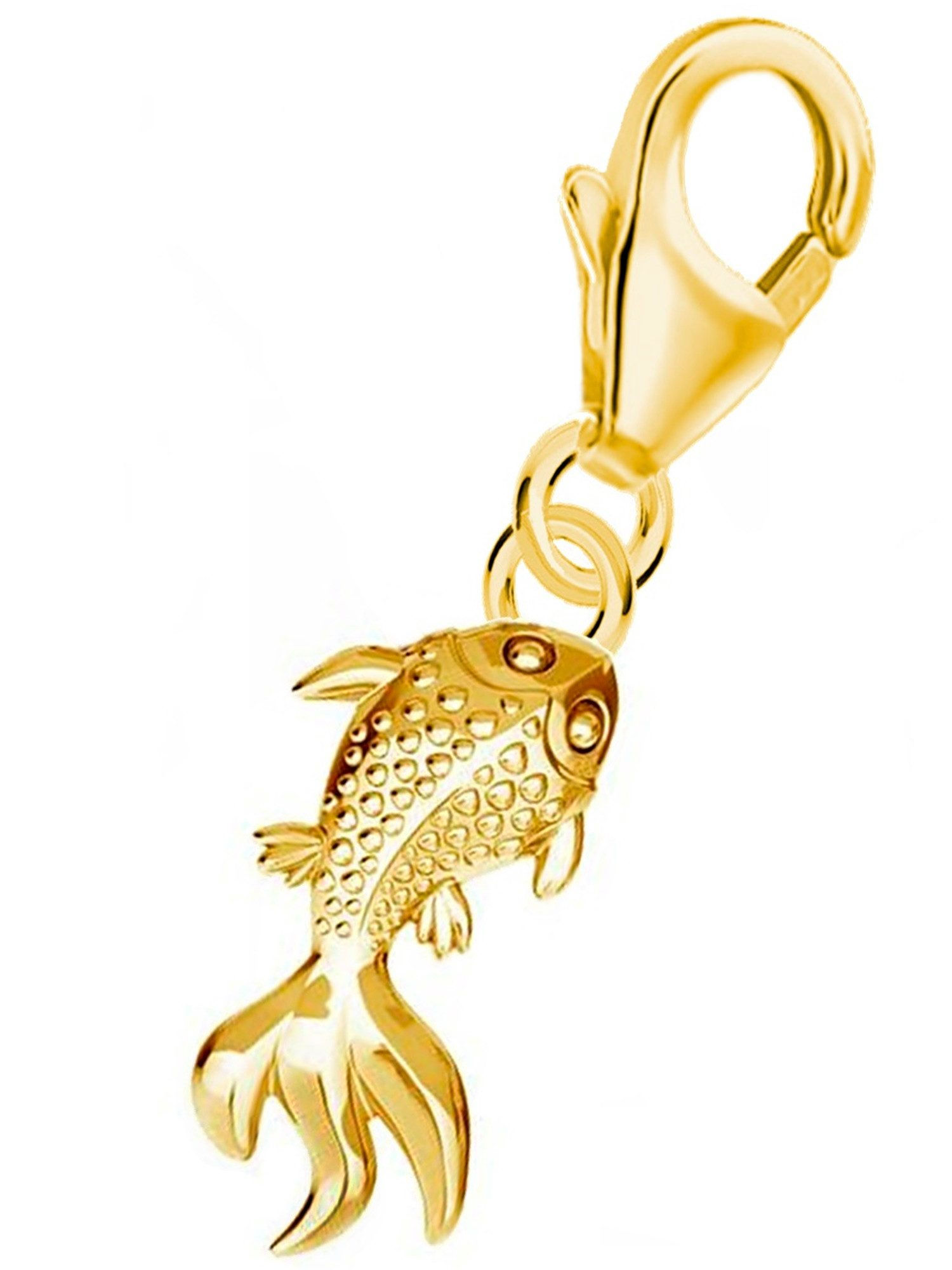 Charm Anhänger Gold Fisch 24K vergoldet Goldfisch