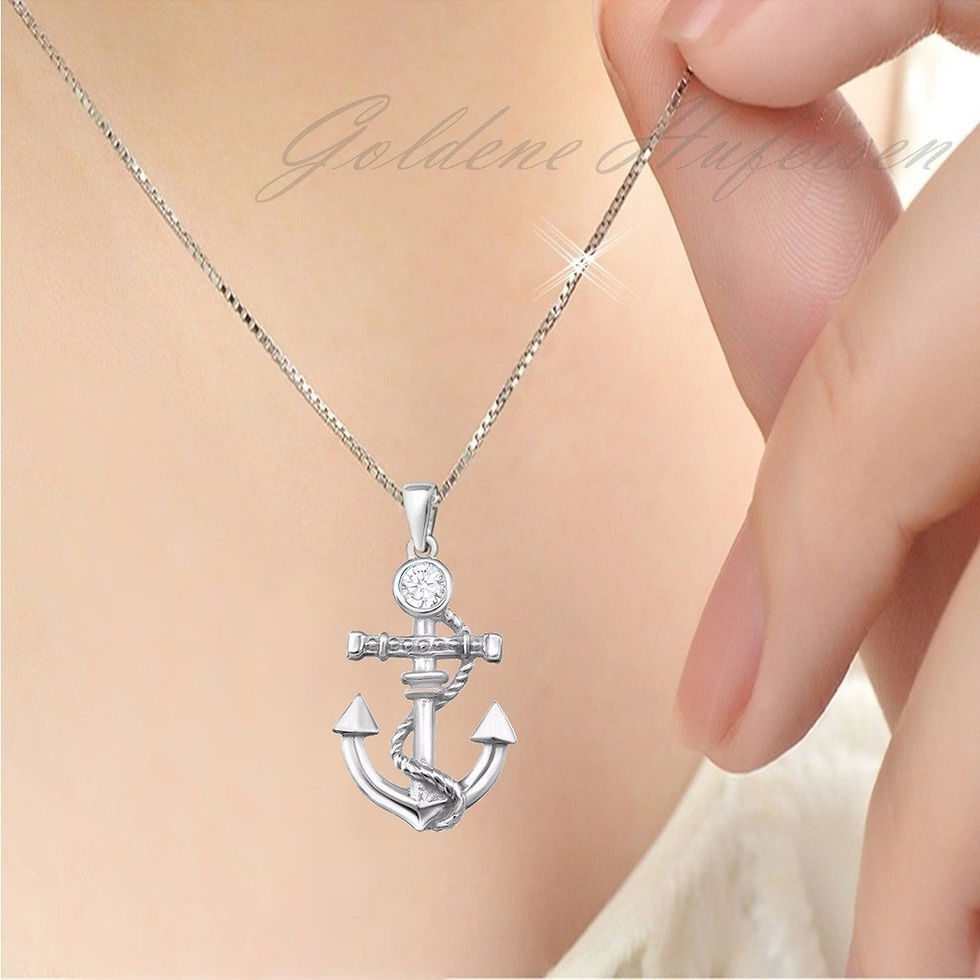 Silberkette Jungen Anker 925 Silber mit Zirkonia