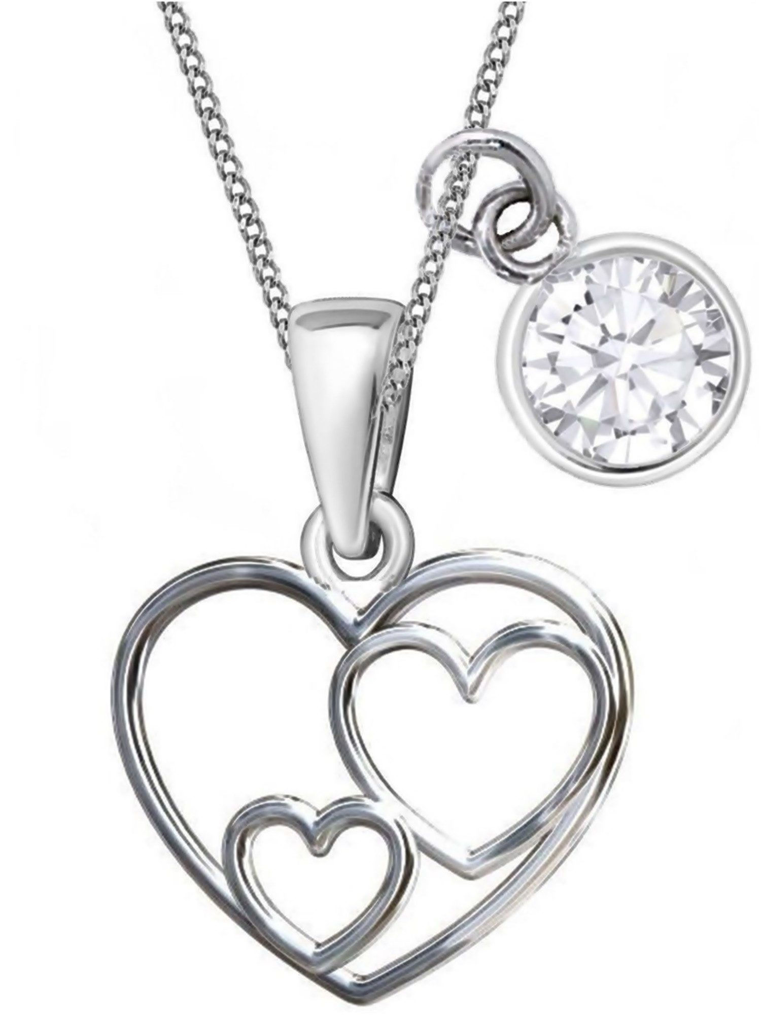 Halskette Kinder Herz Silber 925 mit Zirkonia Weiß