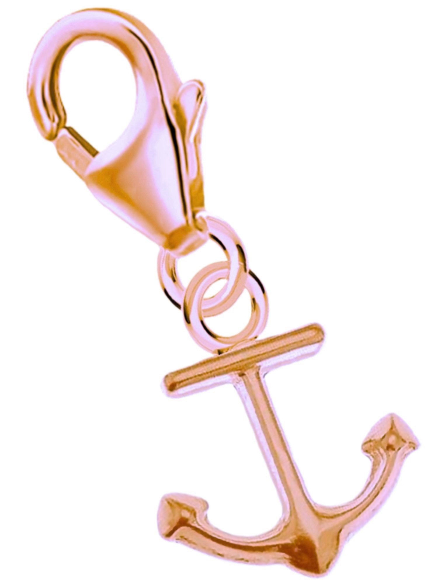 Charm Anhänger Anker Silber Rose vergoldet Karabiner Maritim
