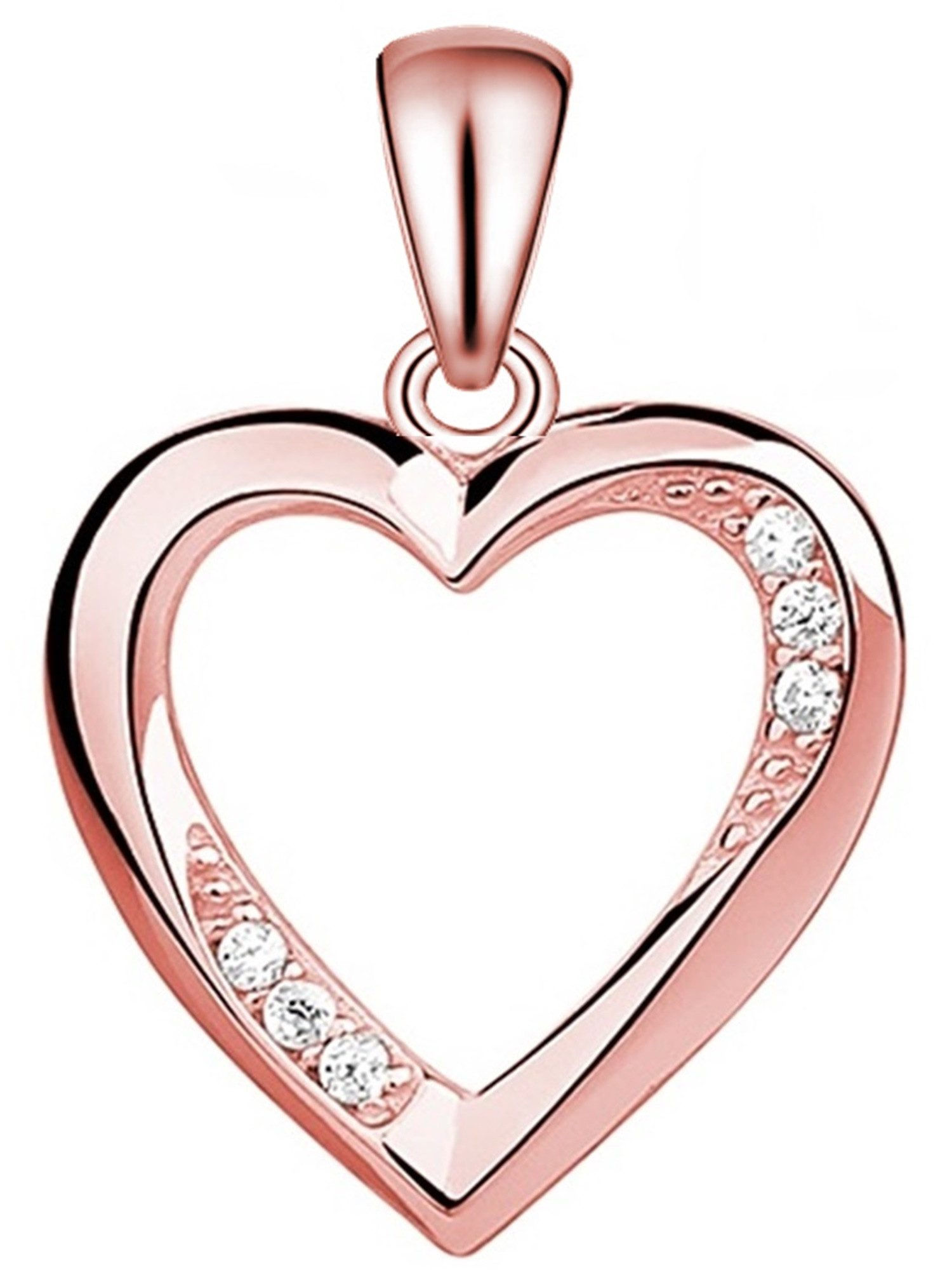 Kettenanhänger Rosegold 18K vergoldet Herz mit Zirkonia