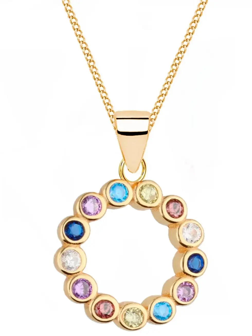 Halskette Gold Kreis 925 18K vergoldet Zirkonia Goldkette Rund